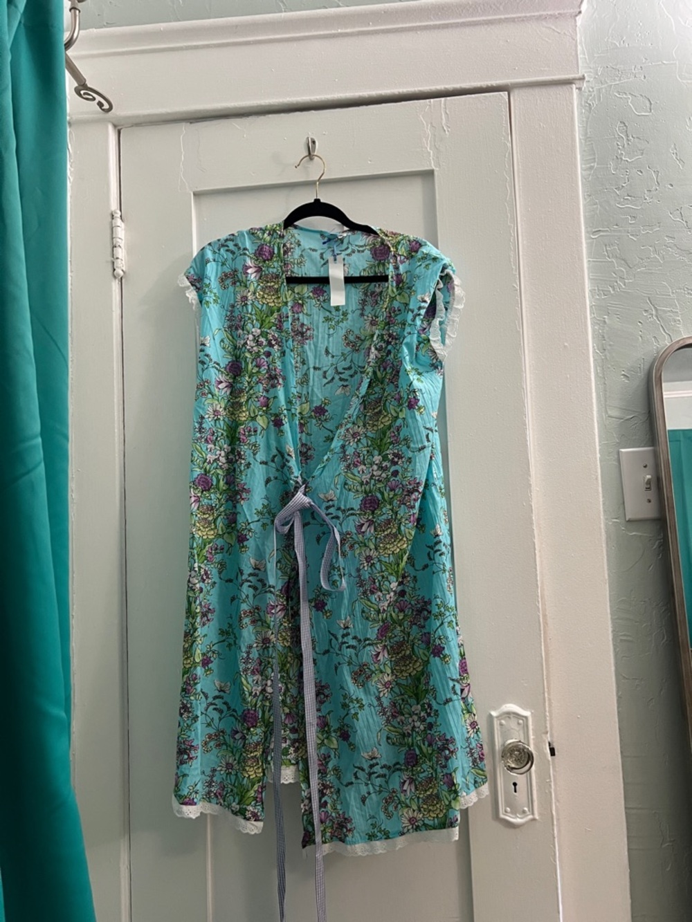 Aqua Floral Wrap Dress